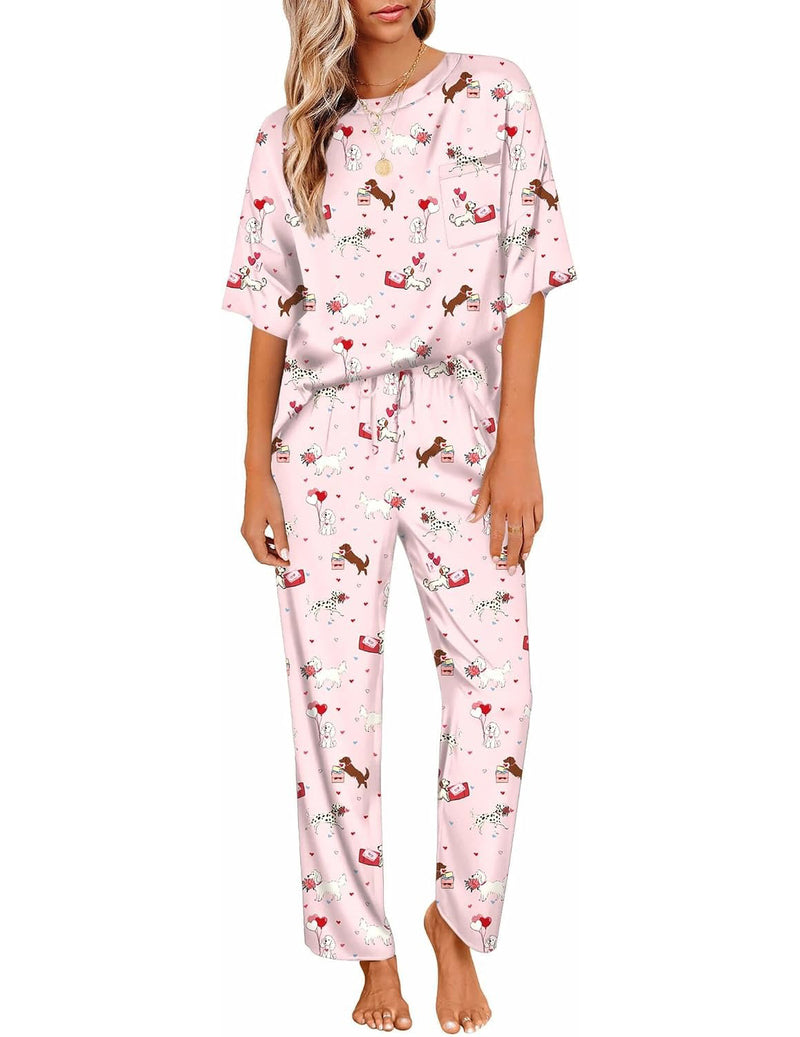 Silky Satin Short Sleeve Top & Wide Leg Pants 2-Piece Lounge Set