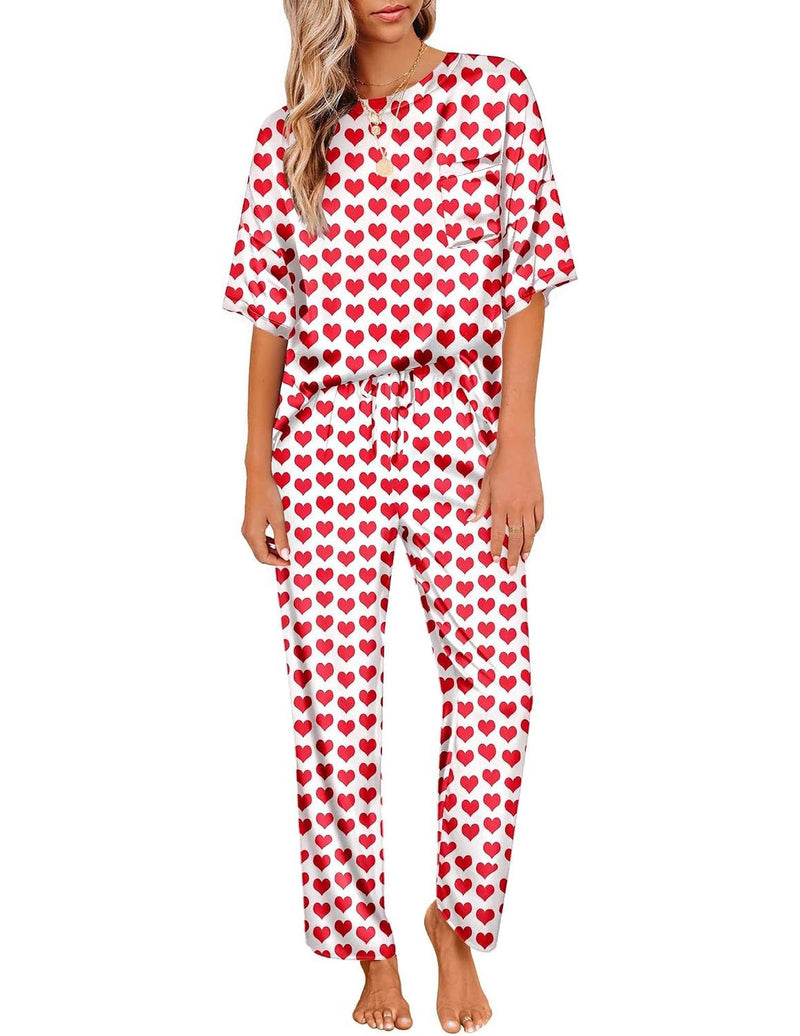 Silky Satin Short Sleeve Top & Wide Leg Pants 2-Piece Lounge Set