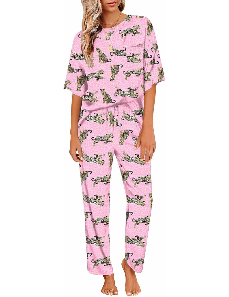 Silky Satin Short Sleeve Top & Wide Leg Pants 2-Piece Lounge Set
