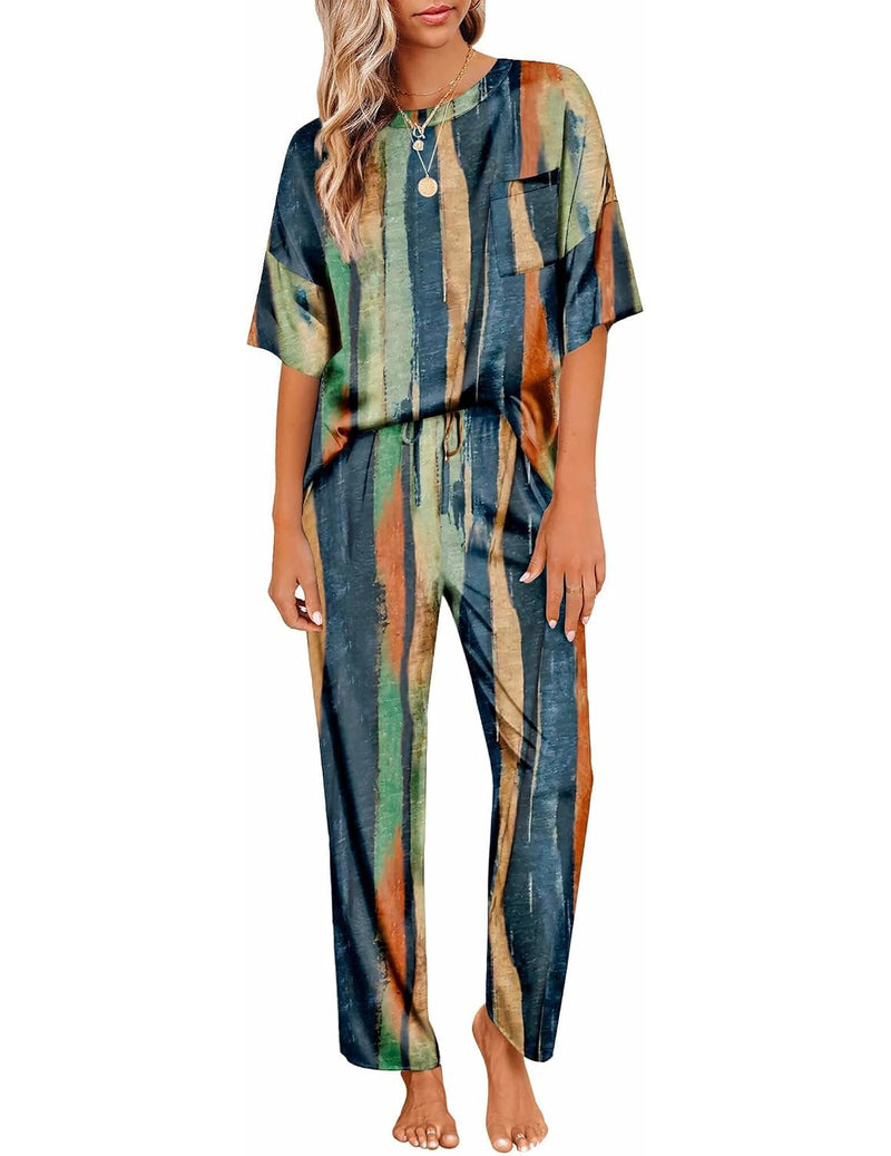 Silky Satin Short Sleeve Top & Wide Leg Pants 2-Piece Lounge Set