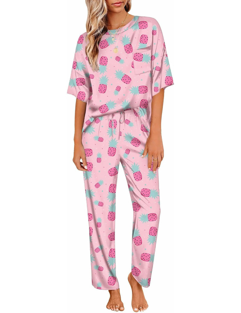 Silky Satin Short Sleeve Top & Wide Leg Pants 2-Piece Lounge Set