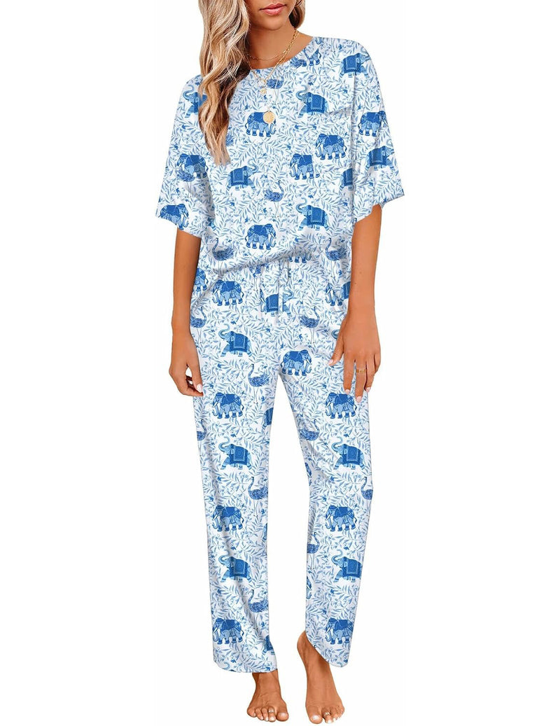 Silky Satin Short Sleeve Top & Wide Leg Pants 2-Piece Lounge Set