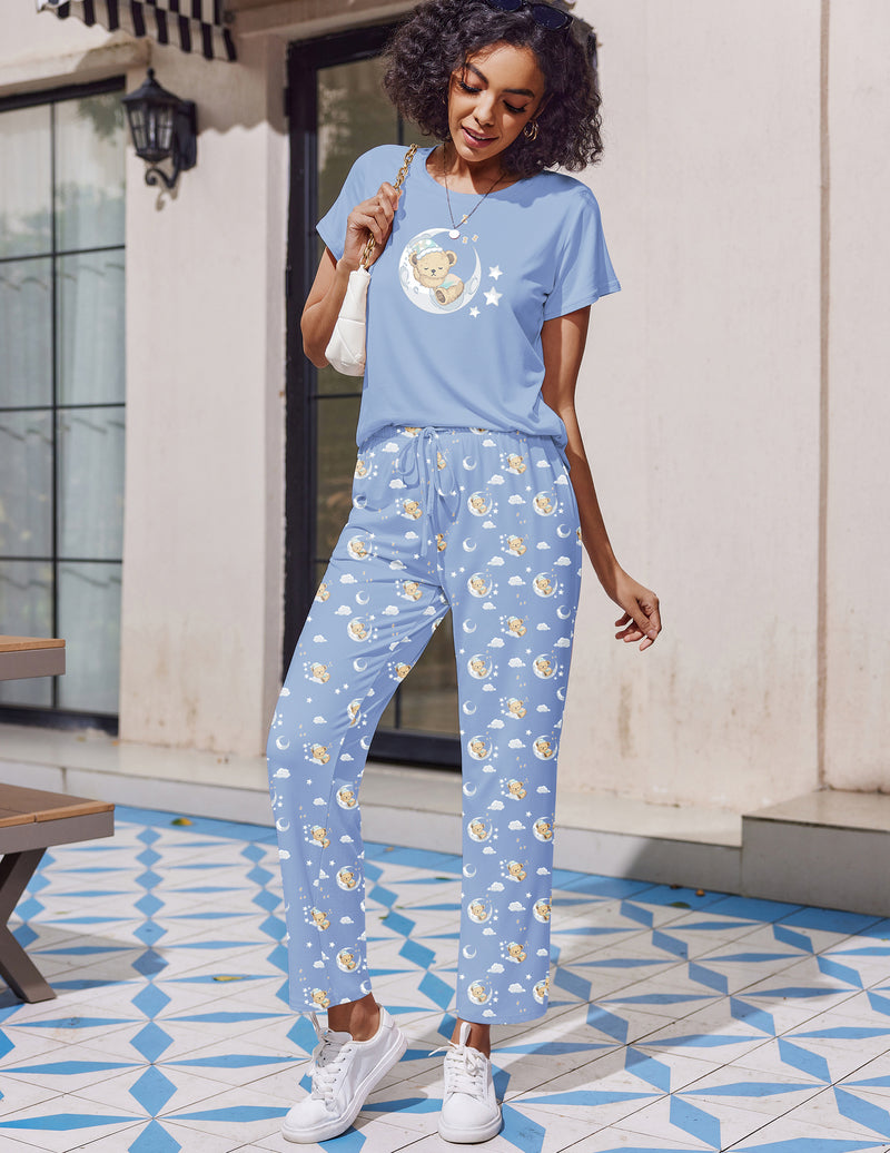 2 Pack Pajamas Set Soft Printed Lounge Sets