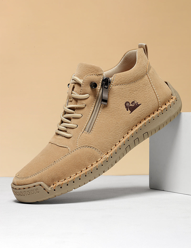 Unisex Microfiber Leather Casual Zip Sneakers