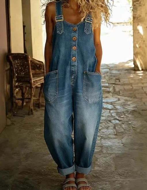 Strap Bib Jumpsuit Fit Denim Overalls