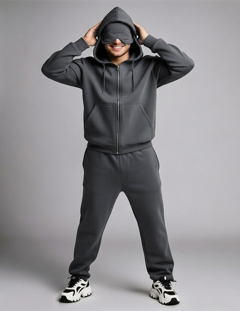 Unisex Oversized Hooded Zip-Up Cozy Tracksuit Set
