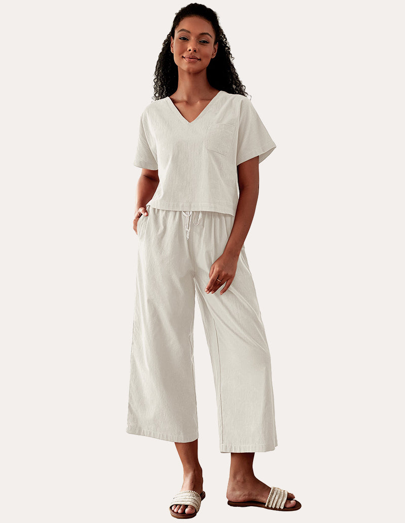 Ekouaer Wide Leg Pants Pajamas Set 2 Piece (US Only)