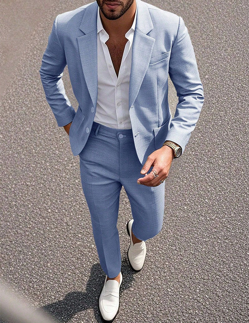 Men's Slim Fit 2-Piece Suit Blazer & Trousers Formal Suit Set