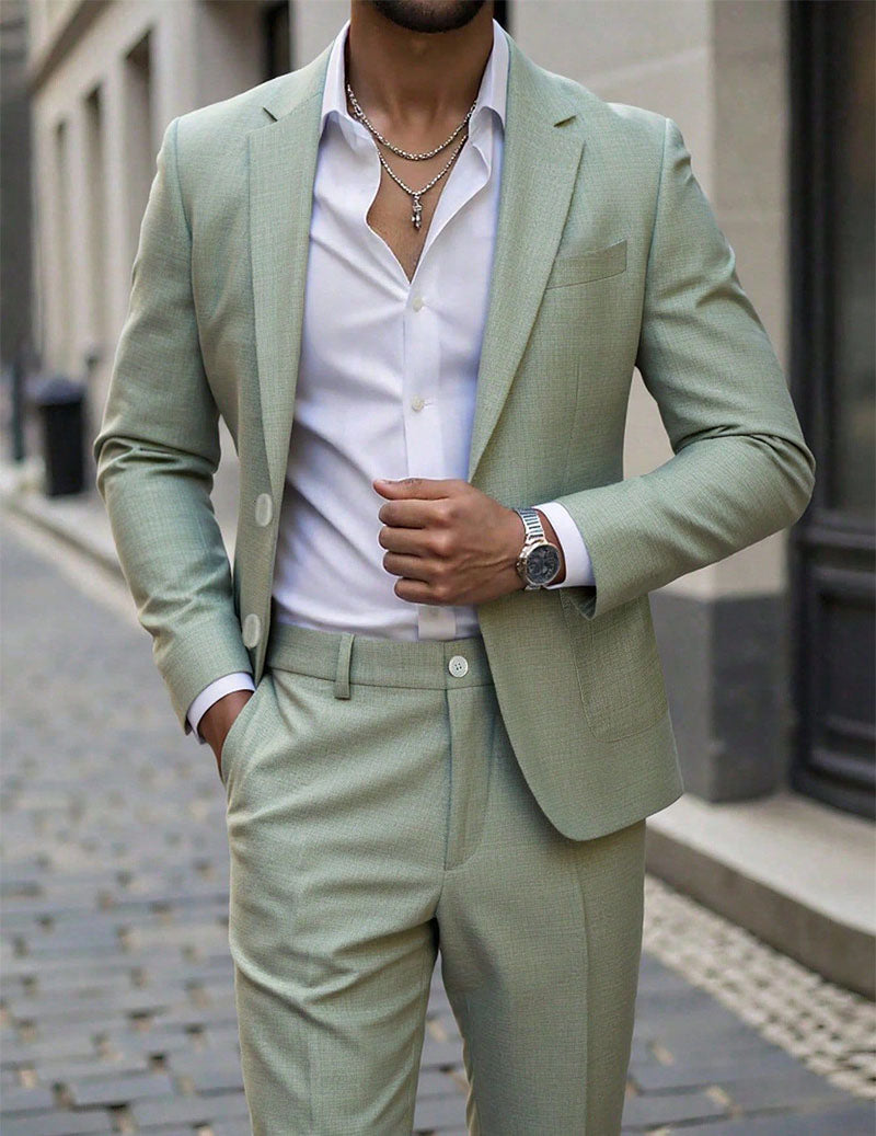 Men's Slim Fit 2-Piece Suit Blazer & Trousers Formal Suit Set