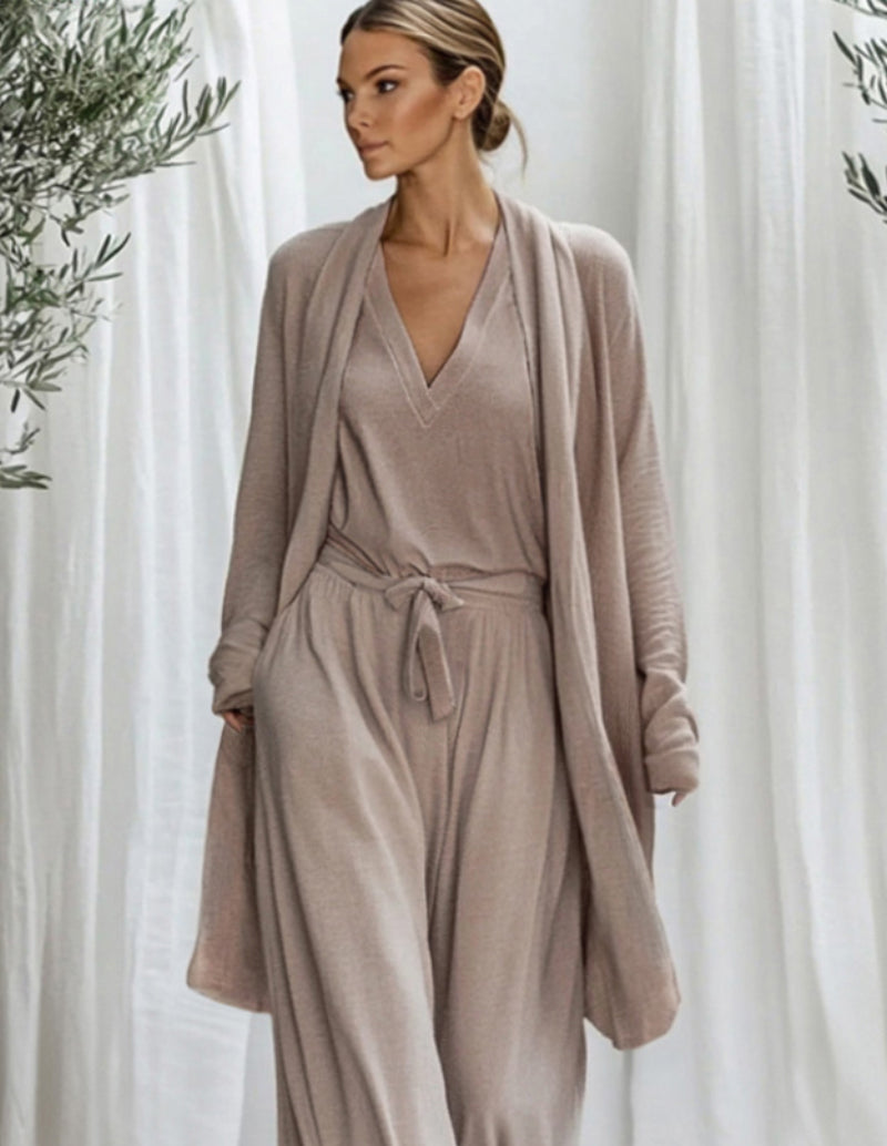 Simple 3-Piece Cotton Lounge Set Grey / XXL Simple 3-Piece Cotton Lounge Set Grey / XXL