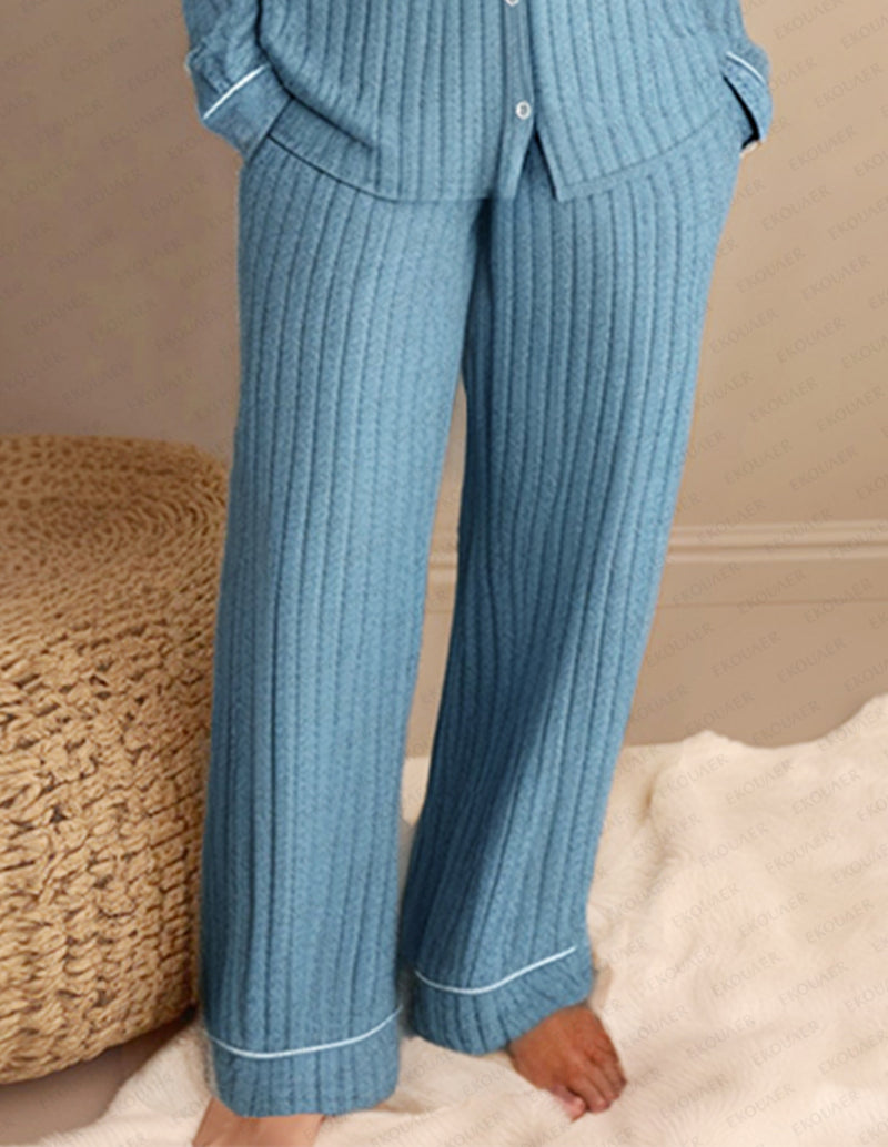 Casual Pit-Striped Pajama Set