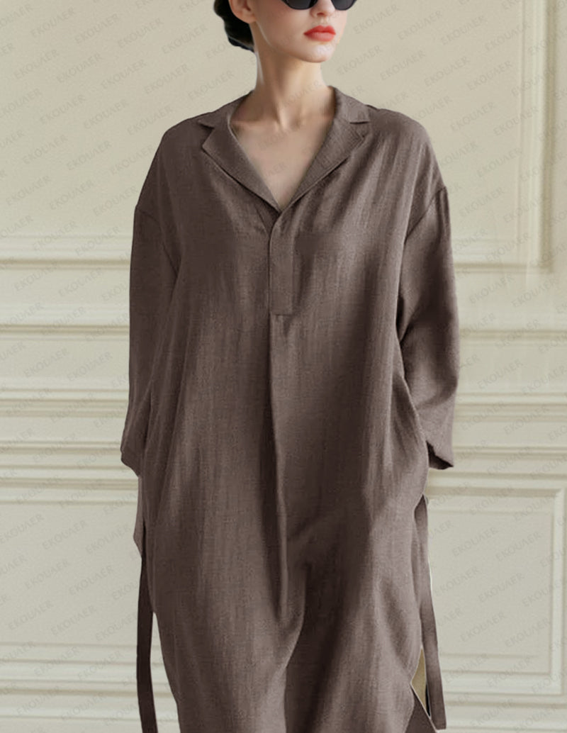 Minimalist Design 100% Cotton Belted Nightgown