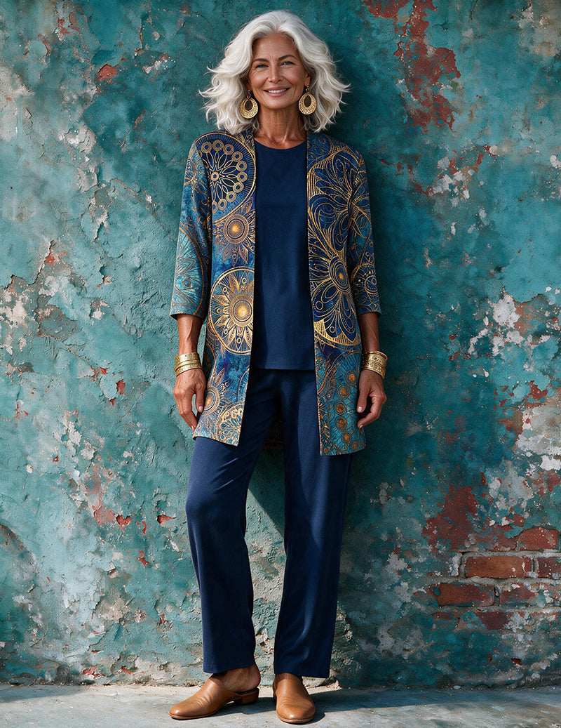 Ekouaer Print 3-Piece Pajama Set for Her – Short Sleeve Loungewear