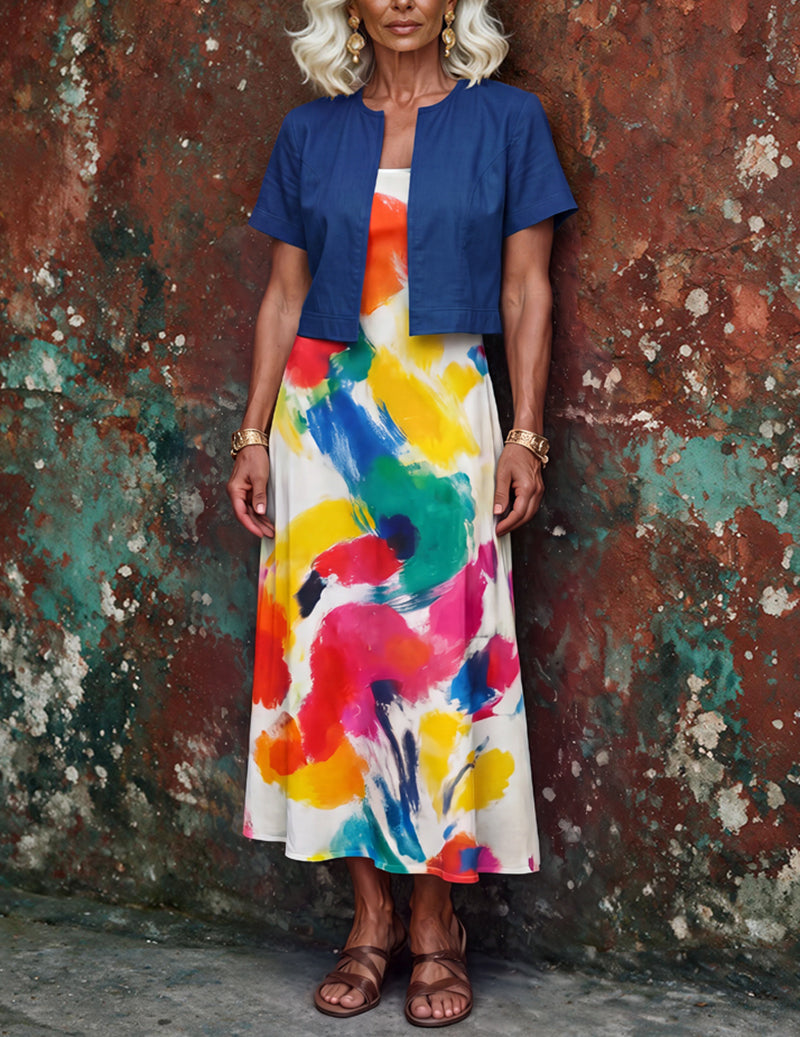 Ekouaer Print 2-Piece Pajama Set for Her – Short Sleeve Loungewear