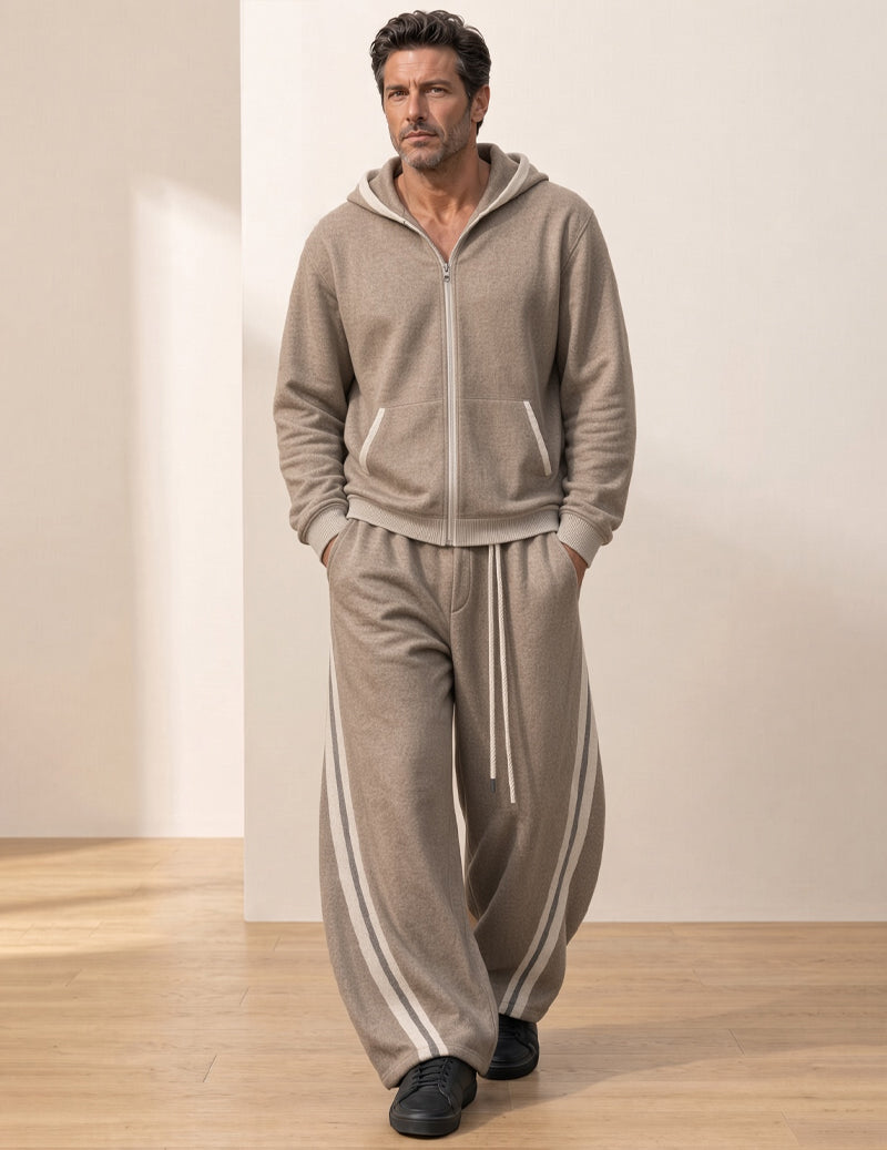 Men Zip Up Hooded Track Jacket and Jogger Pants Set