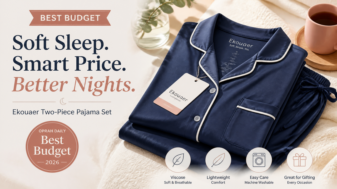 Ekouaer Two-Piece Soft Sleep Pajama Set: Best Budget Pajamas for Women