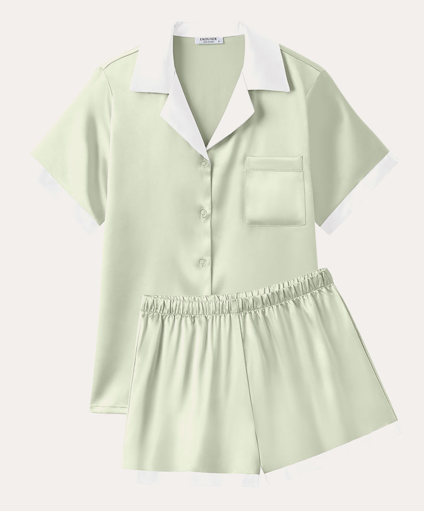 Summer Silk Short Sleeve Pajama Sets (US Only)