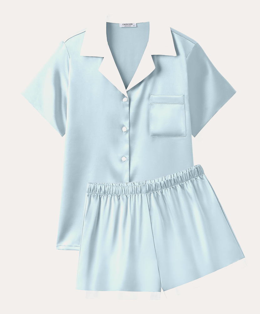 Summer Silk Short Sleeve Pajama Sets (US Only)