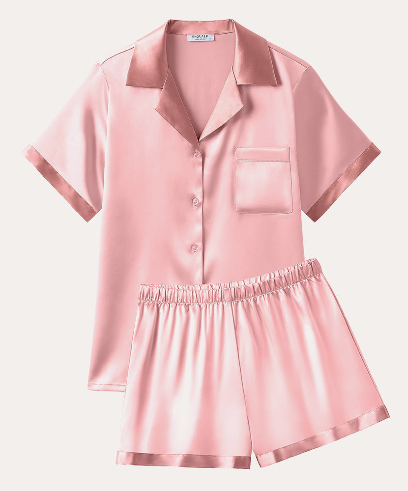 Summer Silk Short Sleeve Pajama Sets (US Only)