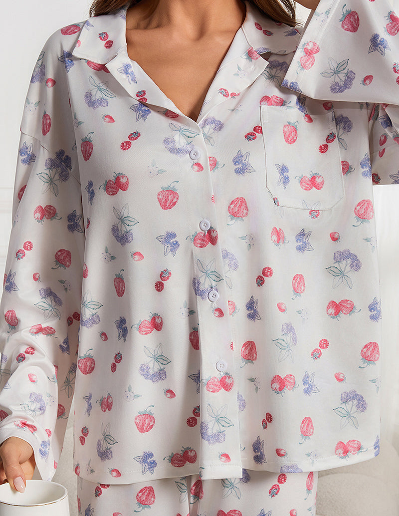 Cozy Sweet Fruit Print Pajama Set