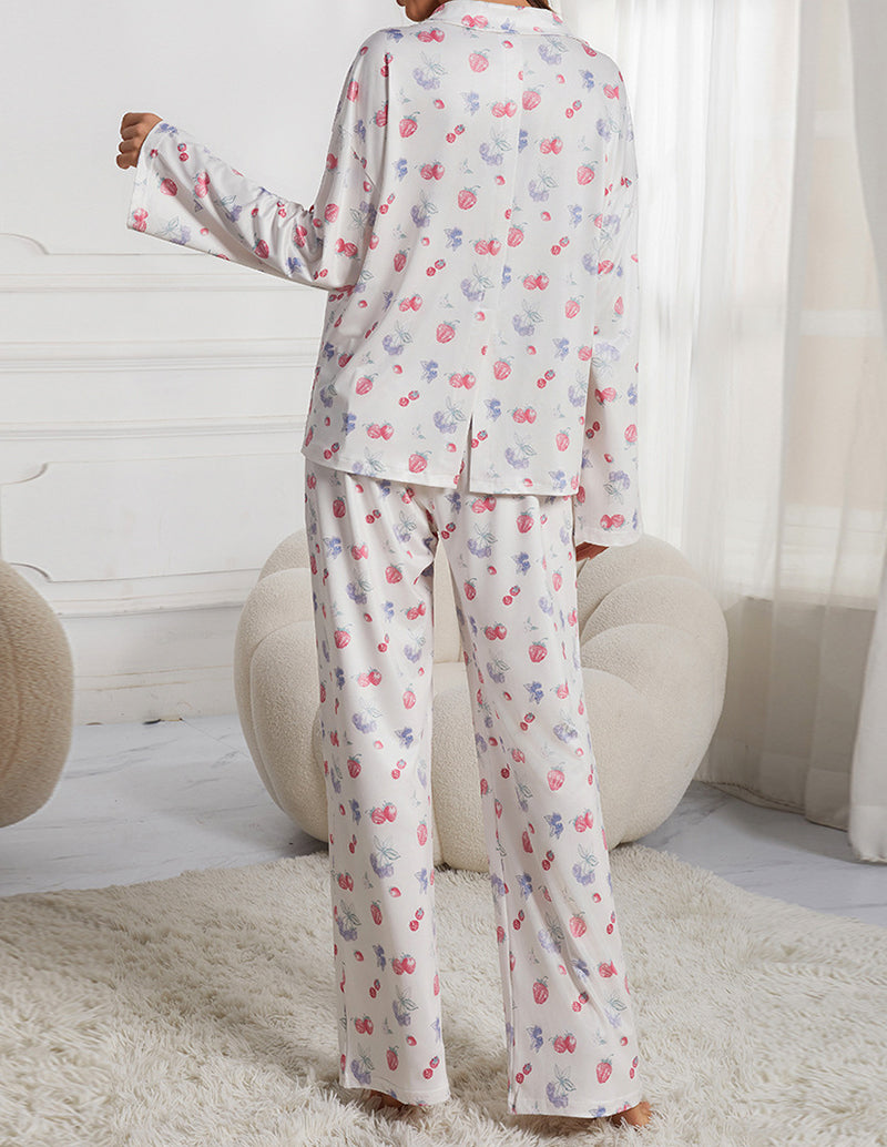 Cozy Sweet Fruit Print Pajama Set