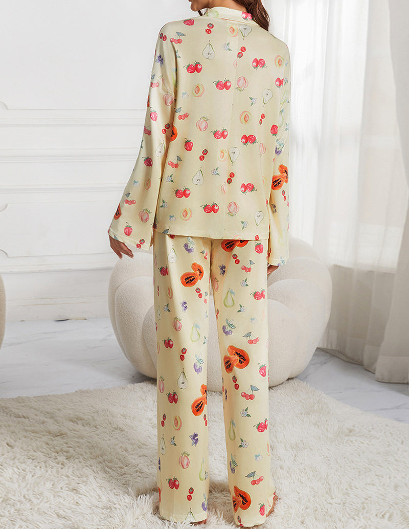 Cozy Sweet Fruit Print Pajama Set