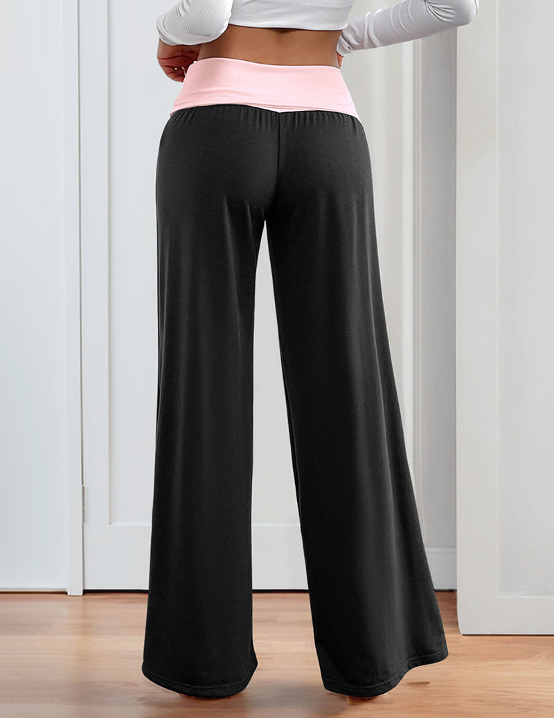 Low Waist Patchwork Wide Leg Trousers