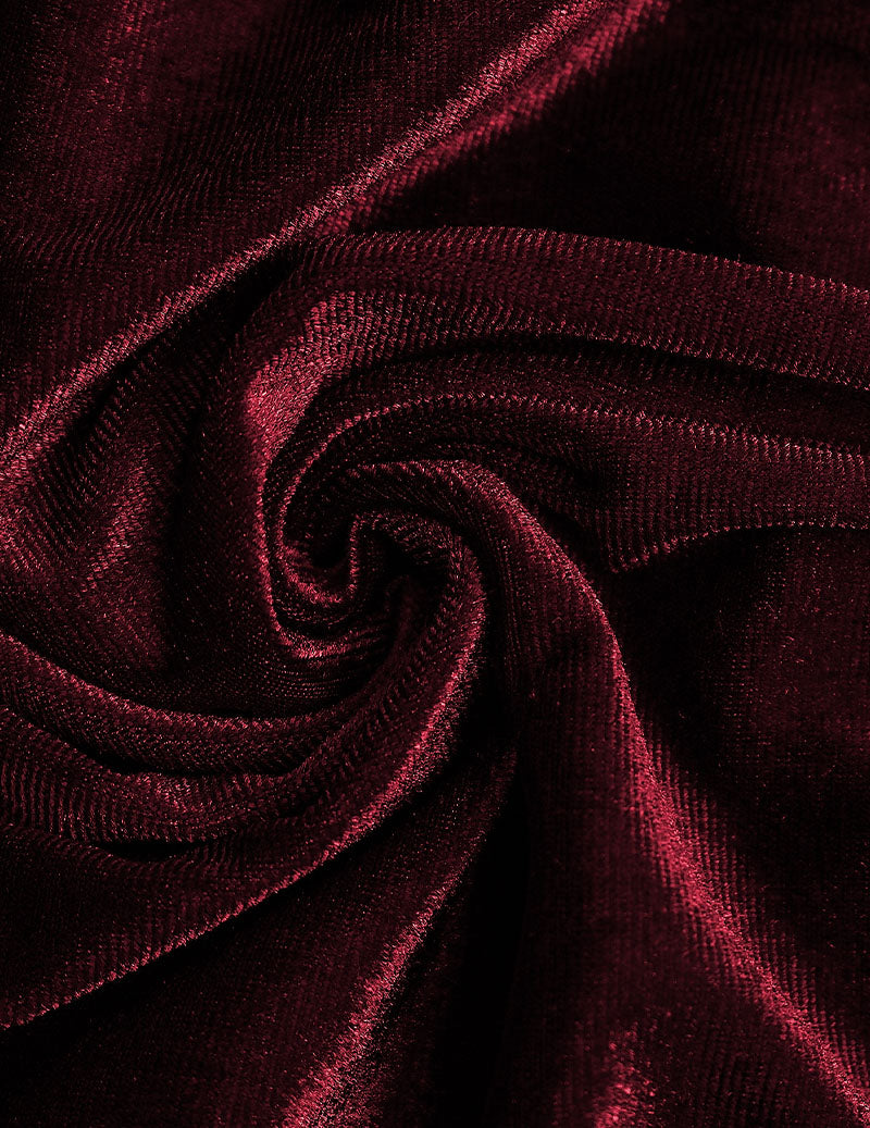 Velvet Notch Neck Ruffle Sleeve Dress