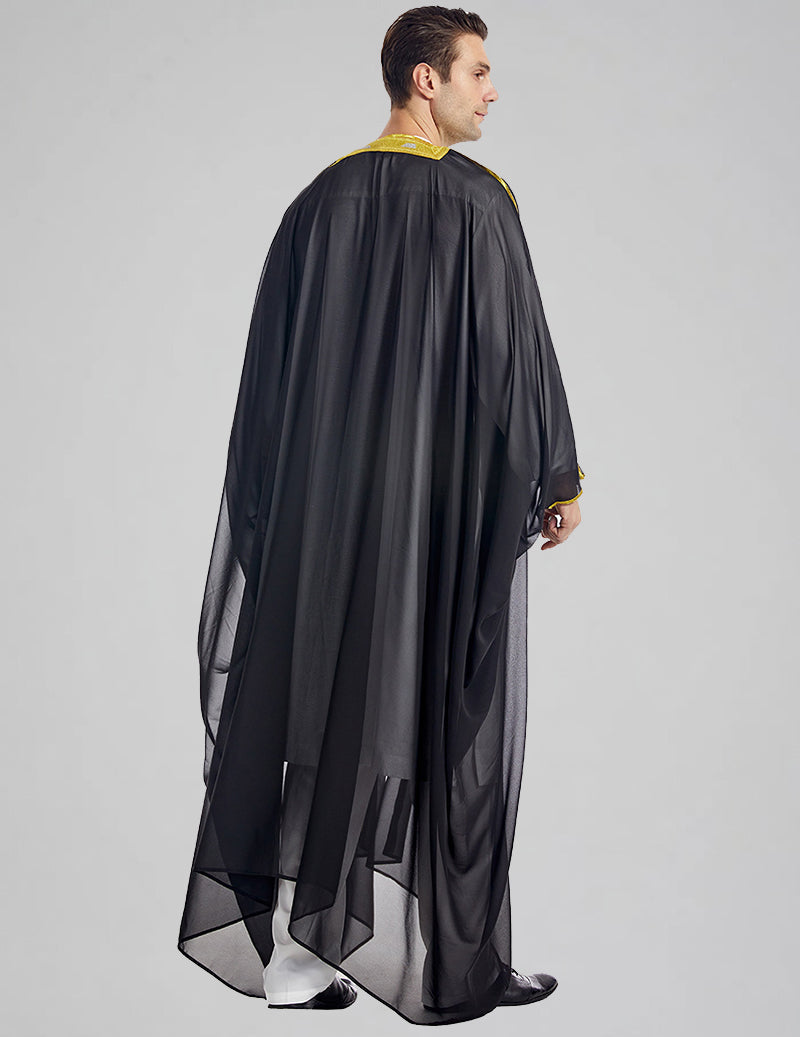 Men's Bisht Robe with Gold Embroidery Traditional Arabic Thobe Outer