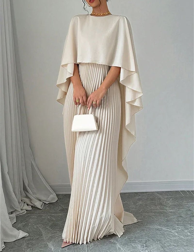 batwing pleated dress Womens Pleated Batwing Sleeve Maxi Wedding Guest Dress - Light Purple / 2XL - Fashion