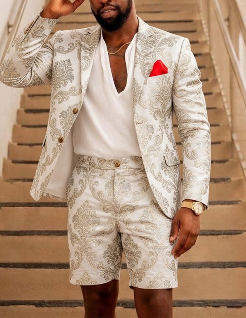 dress shorts and blazer set Men's Light Blue Suit with Shorts Casual Summer Blazer and Shorts Set for Wedding, Party and Smart Casual Wear