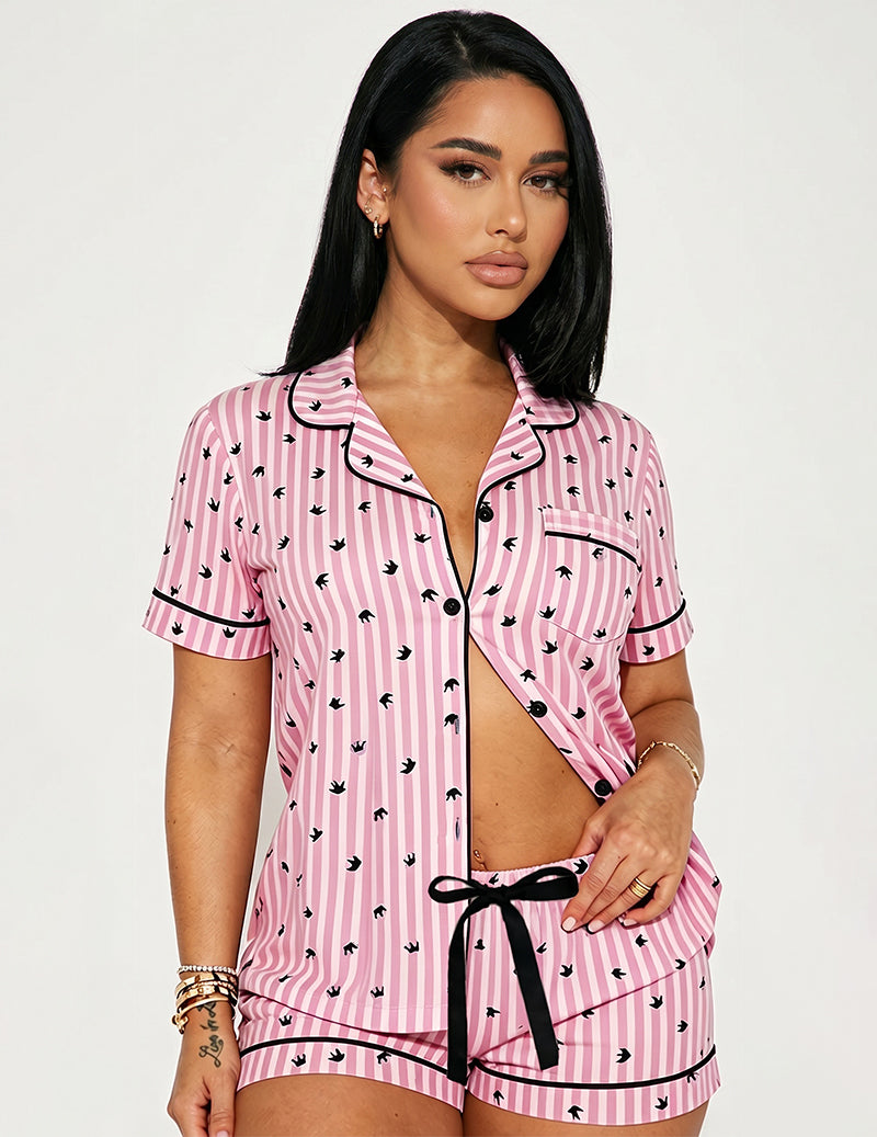 2 Piece Soft Pajama Set Short Sleeve