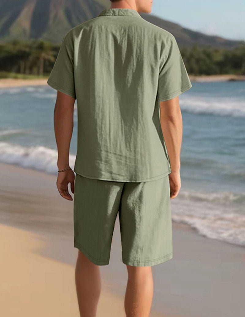 Men's Linen Shirt & Shorts Set - 2 Piece Casual Summer Outfit