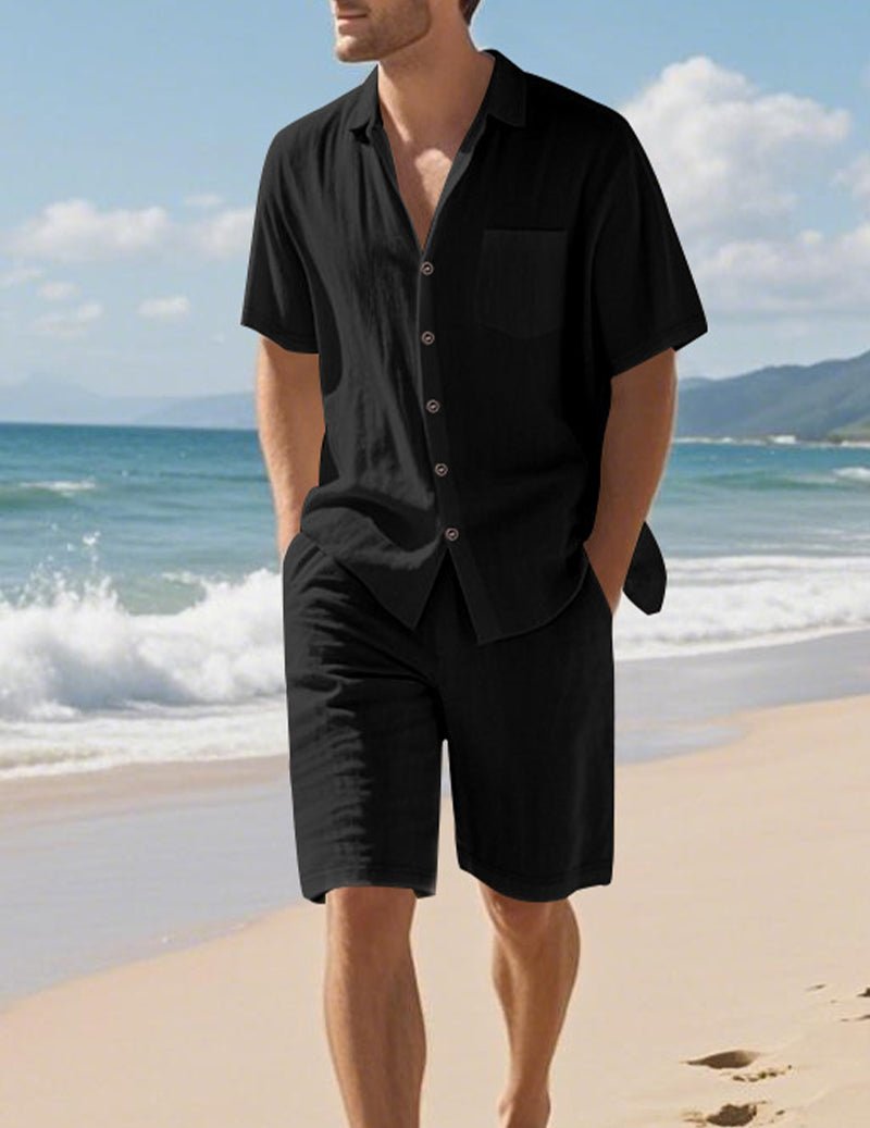Men's Linen Shirt & Shorts Set - 2 Piece Casual Summer Outfit