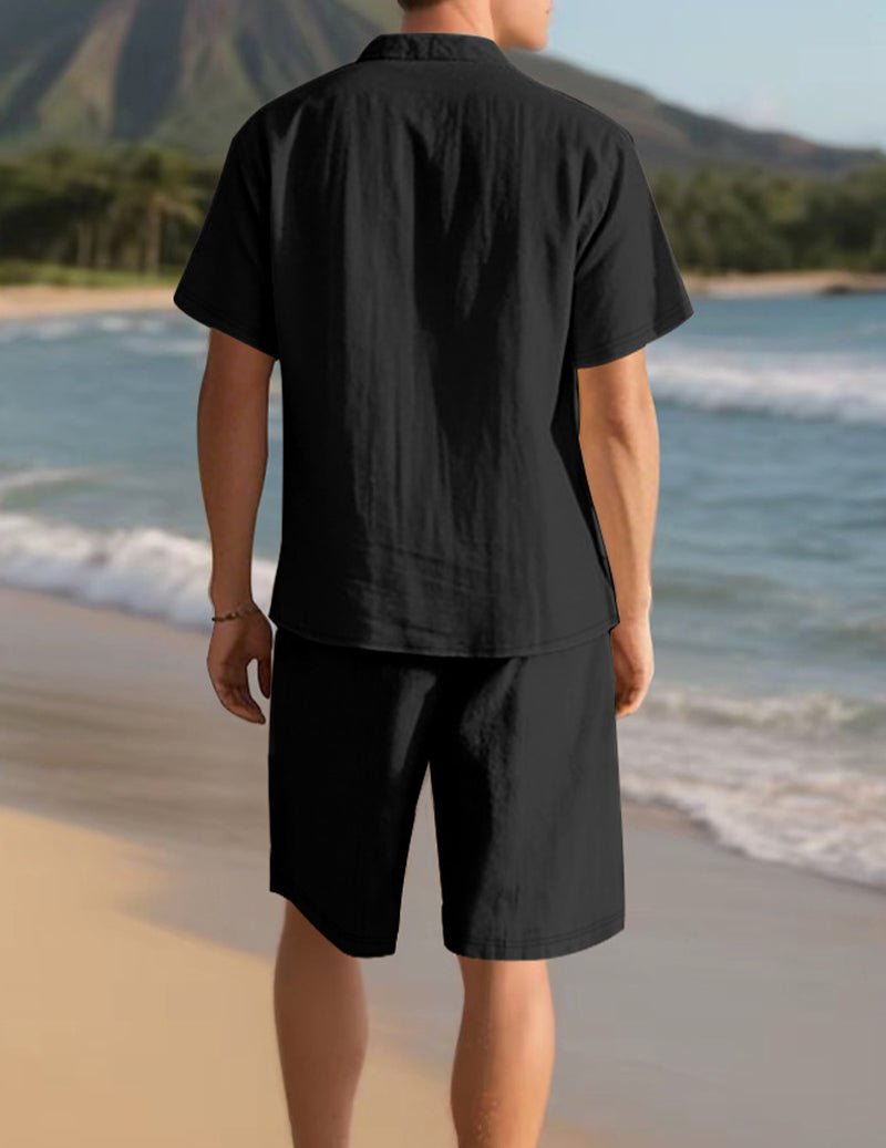 Men's Linen Shirt & Shorts Set - 2 Piece Casual Summer Outfit