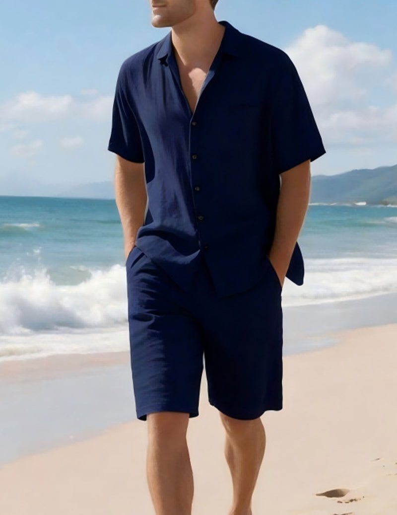 Men's Linen Shirt & Shorts Set - 2 Piece Casual Summer Outfit