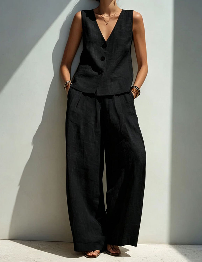 Ekouaer Women's Soft Lounge Set Soft 95% Polyester Homewear - Black