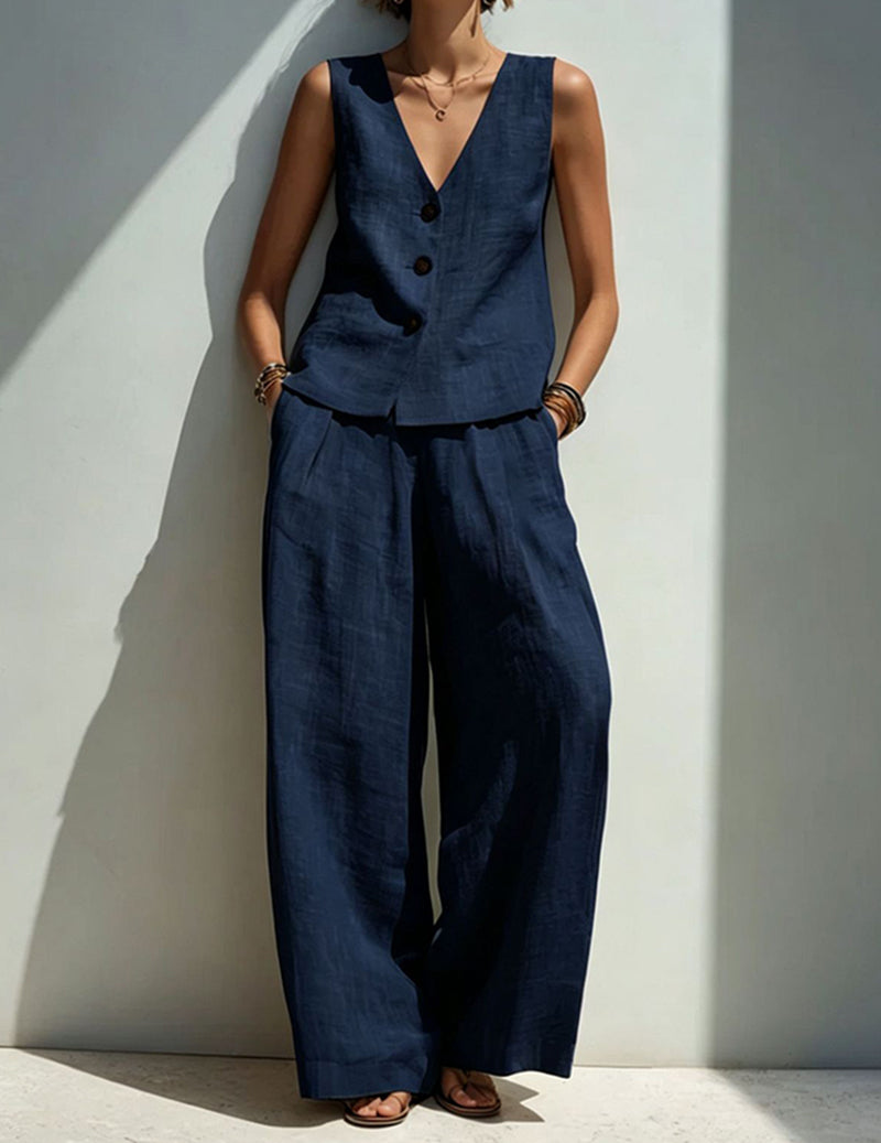Ekouaer Women's Soft Lounge Set Soft 95% Polyester Homewear - Navy Blue