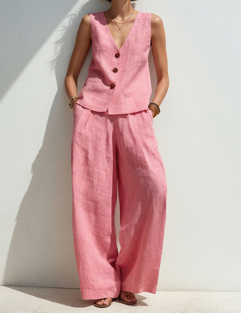 Ekouaer Women's Soft Lounge Set Soft 95% Polyester Homewear - Pink