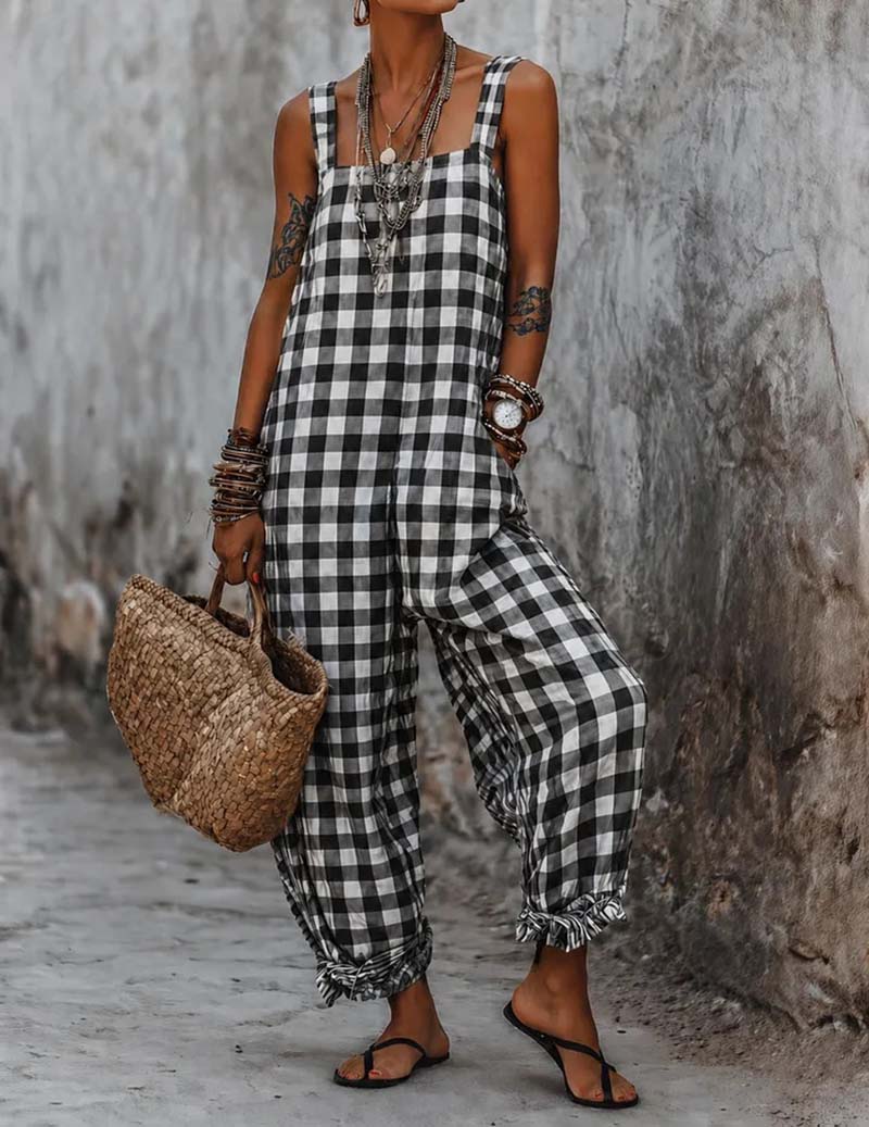 Ekouaer Women's Suspender Lounge Pants Soft 95% Polyester Homewear - Black