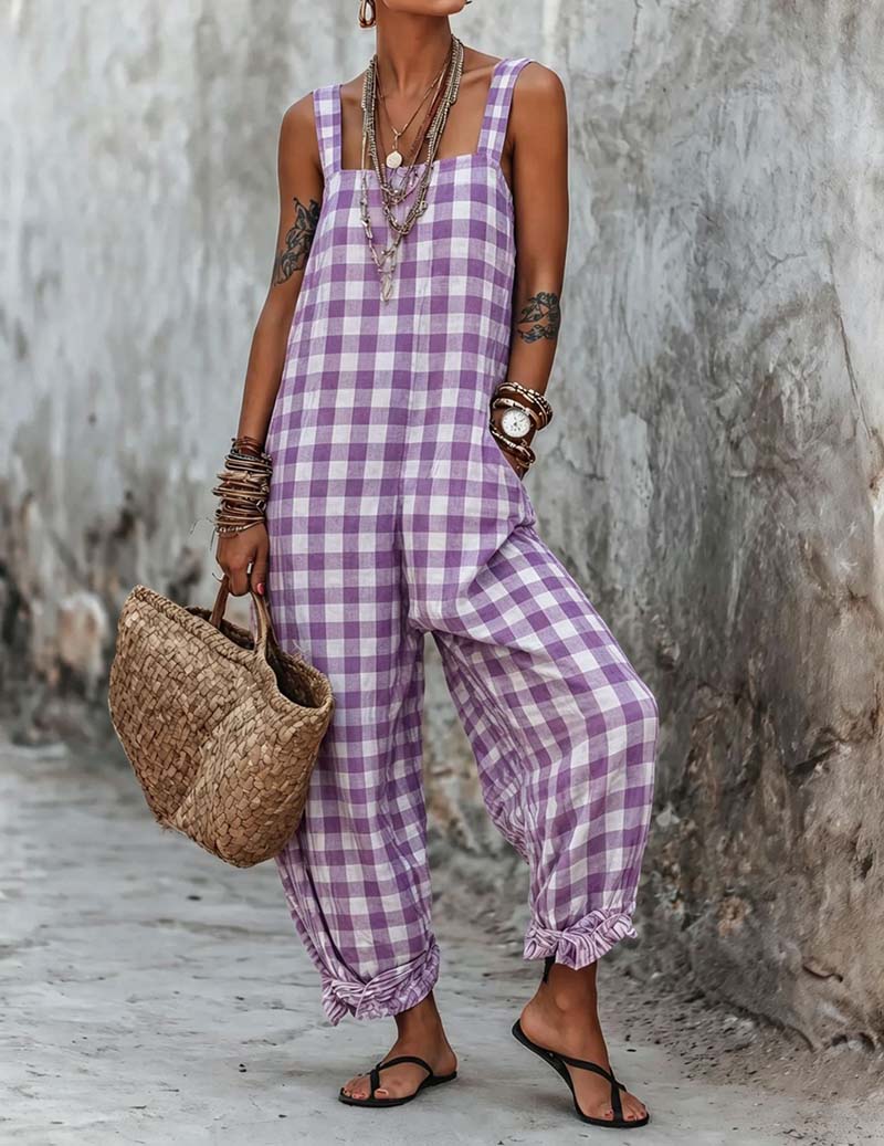 Ekouaer Women's Suspender Lounge Pants Soft 95% Polyester Homewear - Violet