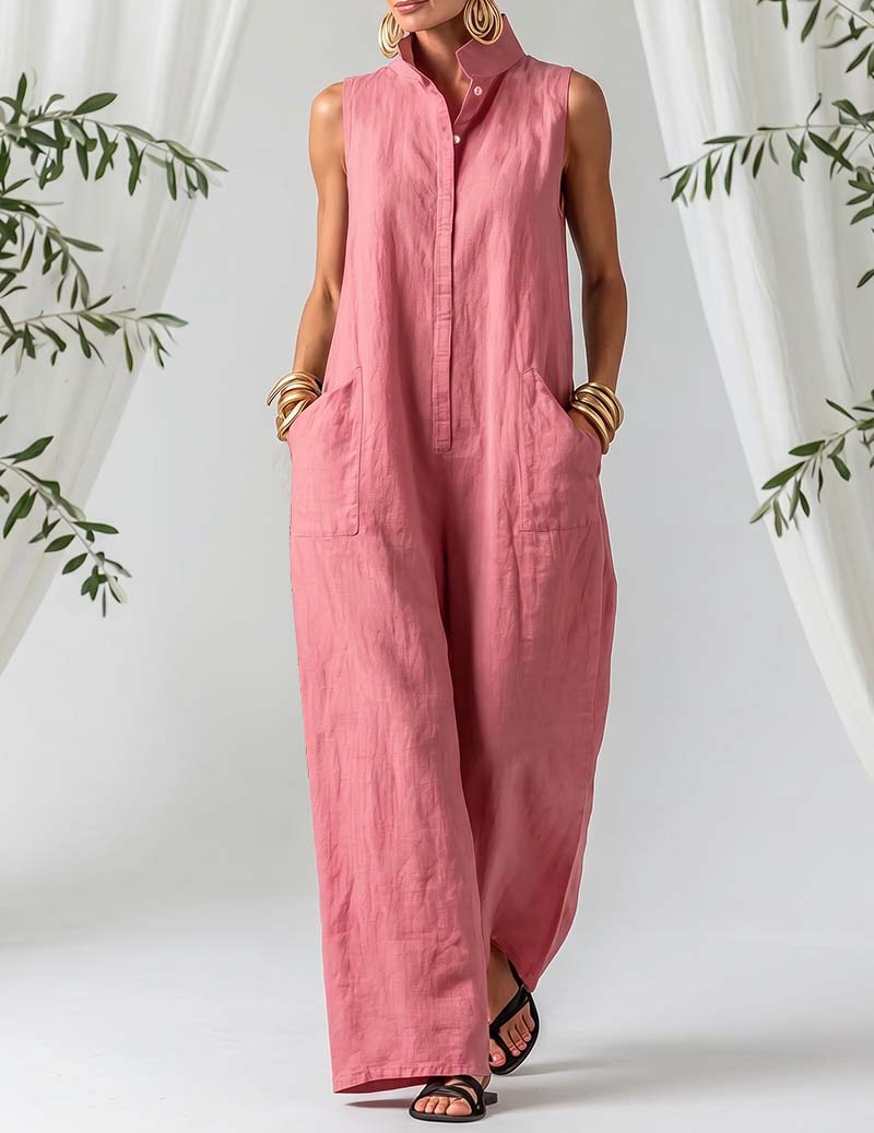 Ekouaer Women's Ribbed Loungewear Jumpsuit Soft 95% Polyester Homewear - Pink