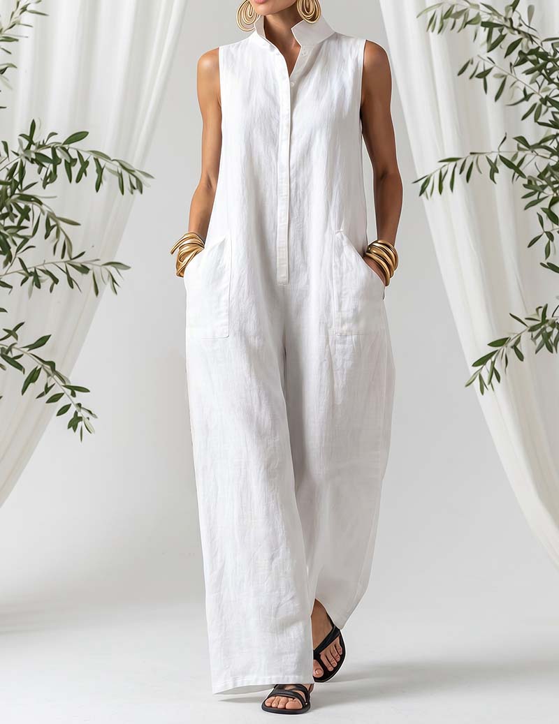 Ekouaer Women's Ribbed Loungewear Jumpsuit Soft 95% Polyester Homewear - White