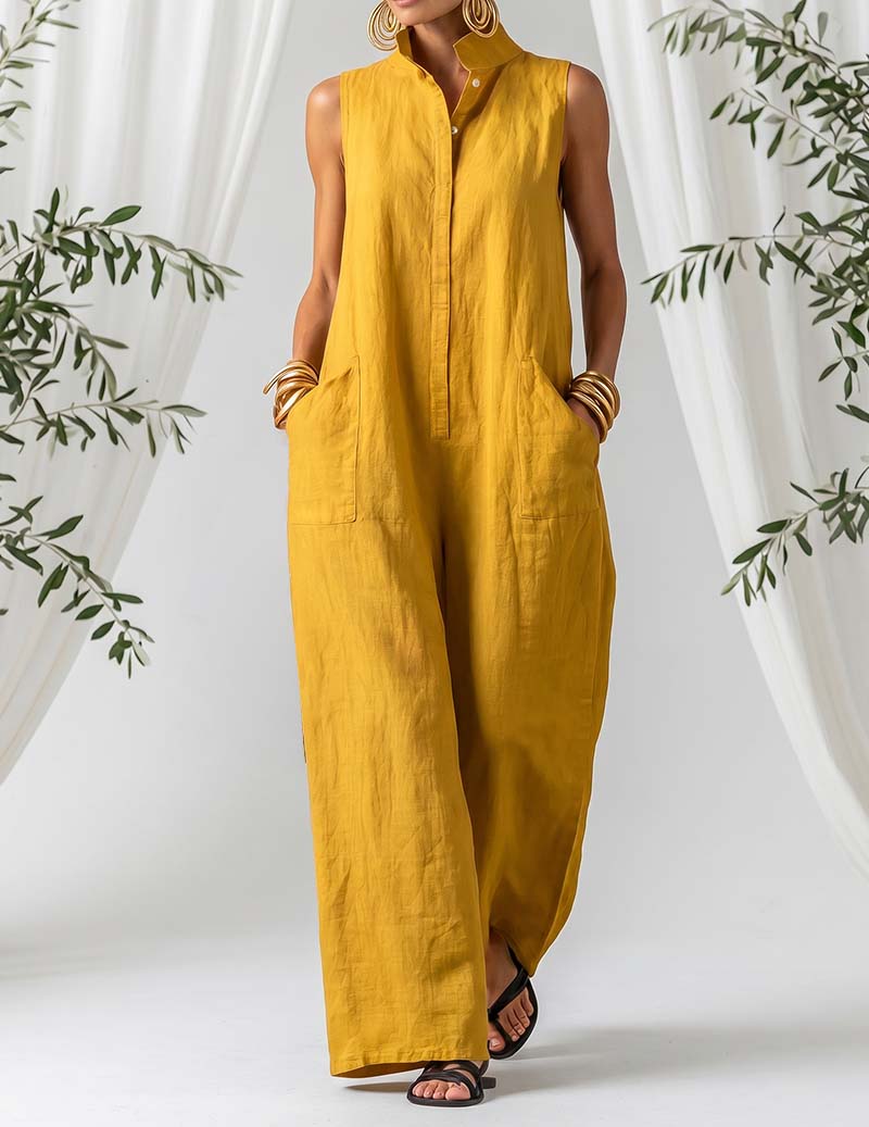 Ekouaer Women's Ribbed Loungewear Jumpsuit Soft 95% Polyester Homewear - Yellow