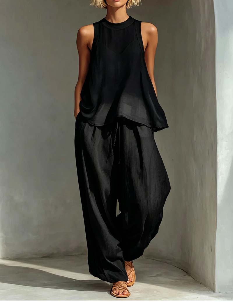 Ekouaer Women's Soft Lounge Set Soft 95% Polyester Homewear - Black