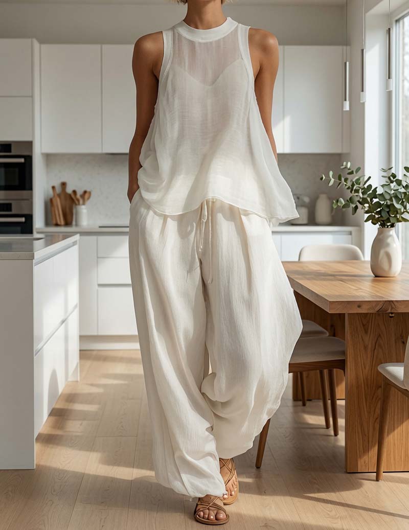 Ekouaer Women's Soft Lounge Set Soft 95% Polyester Homewear - White