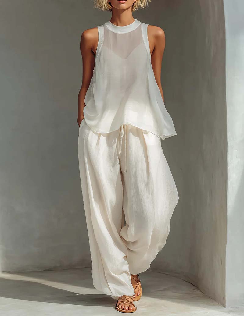 Ekouaer Women's Soft Lounge Set Soft 95% Polyester Homewear - White