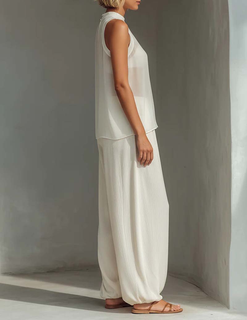 Ekouaer Women's Soft Lounge Set Soft 95% Polyester Homewear - White
