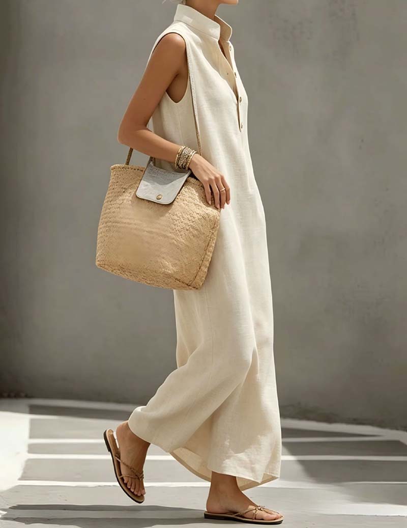 Ekouaer Women's Soft Sleepwear Lounge Dress Soft 95% Polyester Homewear - Beige