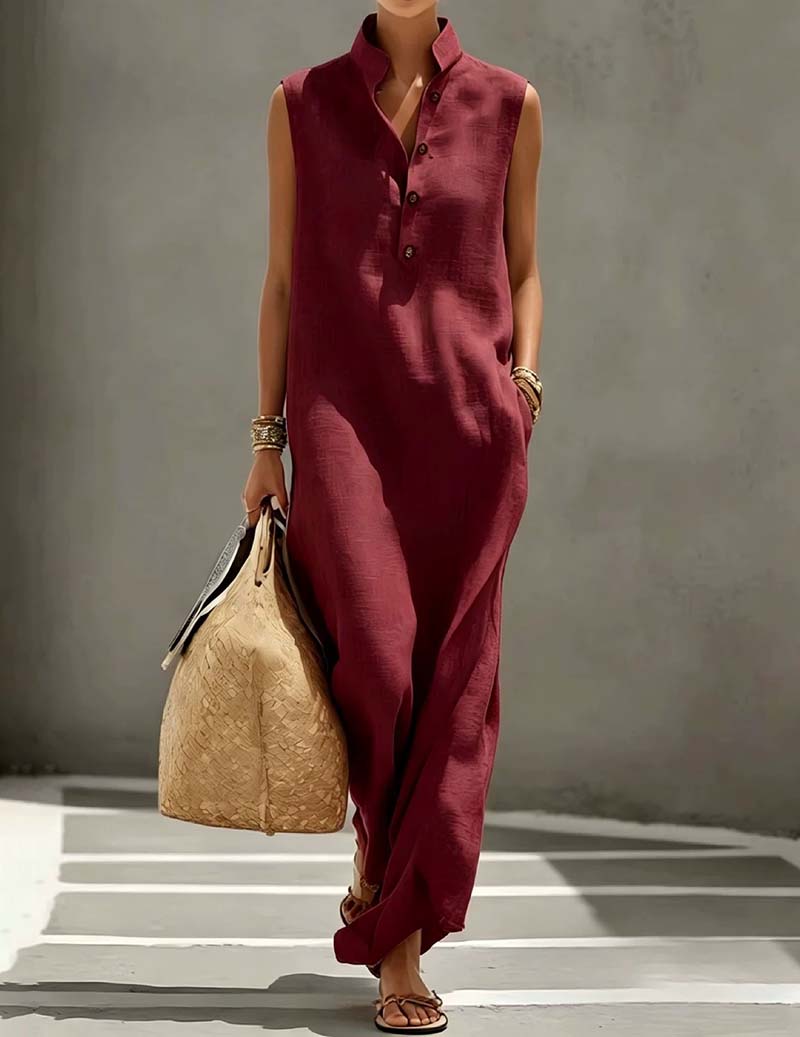 Ekouaer Women's Soft Sleepwear Lounge Dress Soft 95% Polyester Homewear - Wine Red